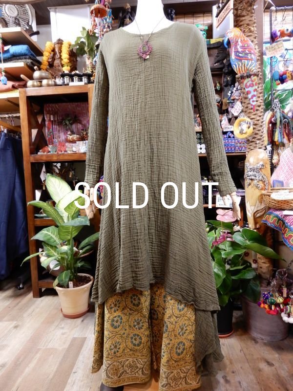 画像2: ダブルガーゼ フィッシュテール ロングワンピース (2)