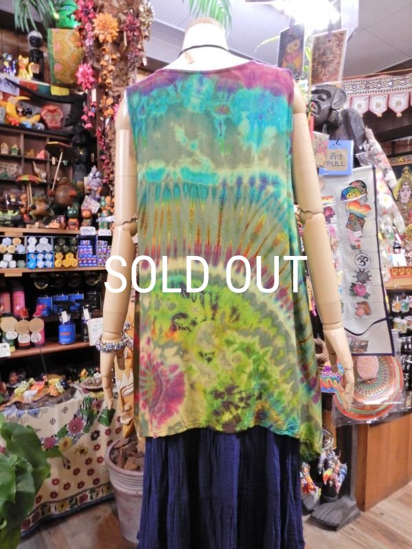 画像3: タイダイ レーヨンノースリーブチュニック (3)
