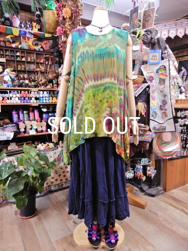 画像6: タイダイ レーヨンノースリーブチュニック (6)