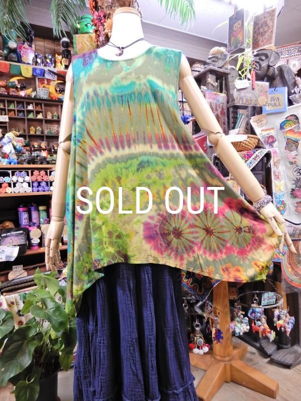 画像5: タイダイ レーヨンノースリーブチュニック (5)