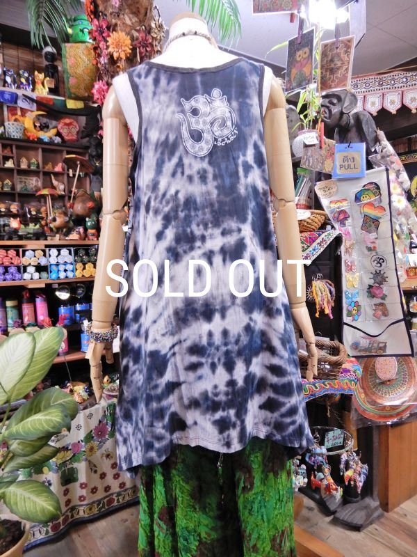 画像3: フェザーデザイン タイダイ コットンノースリーブチュニック (3)