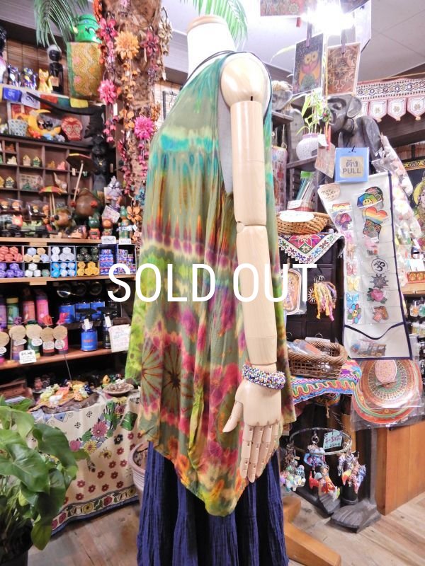 画像2: タイダイ レーヨンノースリーブチュニック (2)