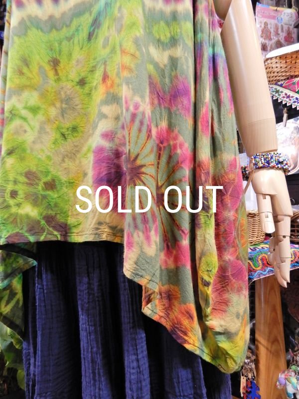 画像7: タイダイ レーヨンノースリーブチュニック (7)