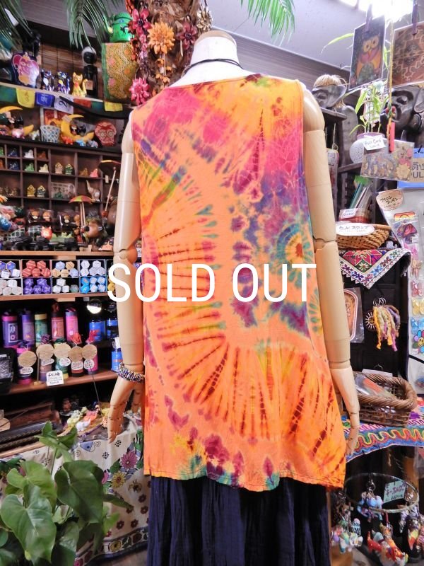 画像3: タイダイ レーヨンノースリーブチュニック (3)