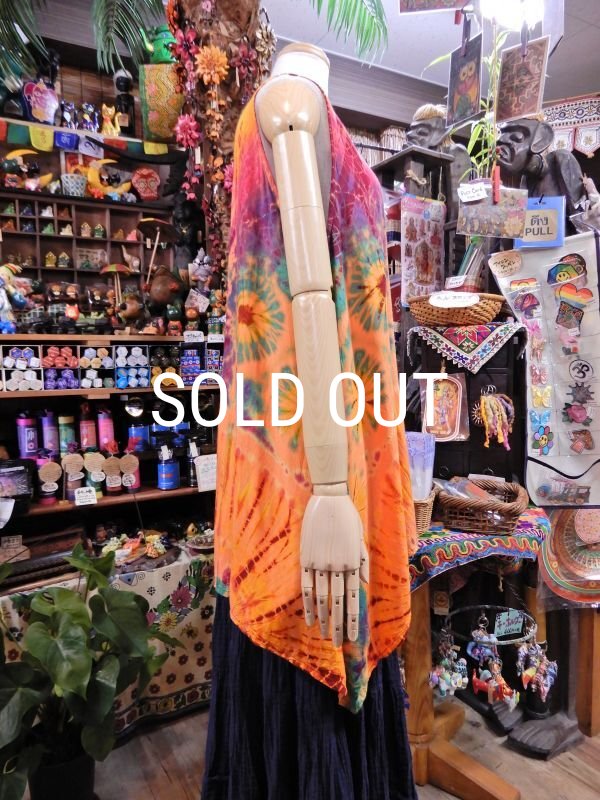 画像4: タイダイ レーヨンノースリーブチュニック (4)