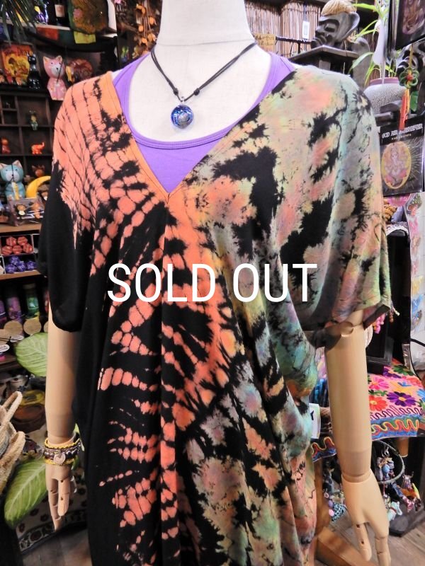 画像8: タイダイ 貫頭衣ワンピース (8)