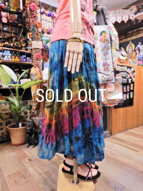 画像4: タイダイ コットン ティアードスカート (4)