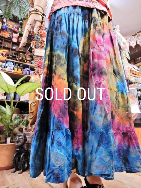 画像6: タイダイ コットン ティアードスカート (6)