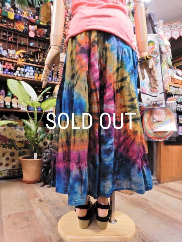 画像3: タイダイ コットン ティアードスカート (3)