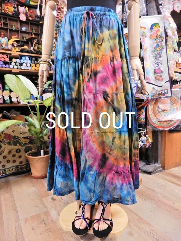画像8: タイダイ コットン ティアードスカート (8)