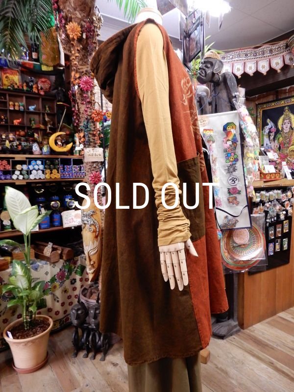 画像6: マンダラプリント 袖なしフーディーチュニック (6)