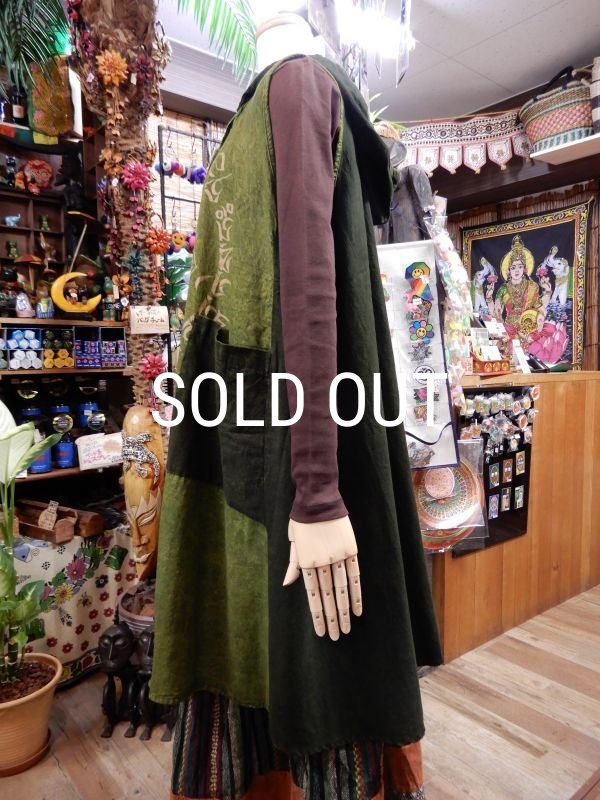 画像2: マンダラプリント 袖なしフーディーチュニック (2)