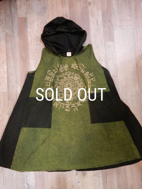 画像9: マンダラプリント 袖なしフーディーチュニック (9)