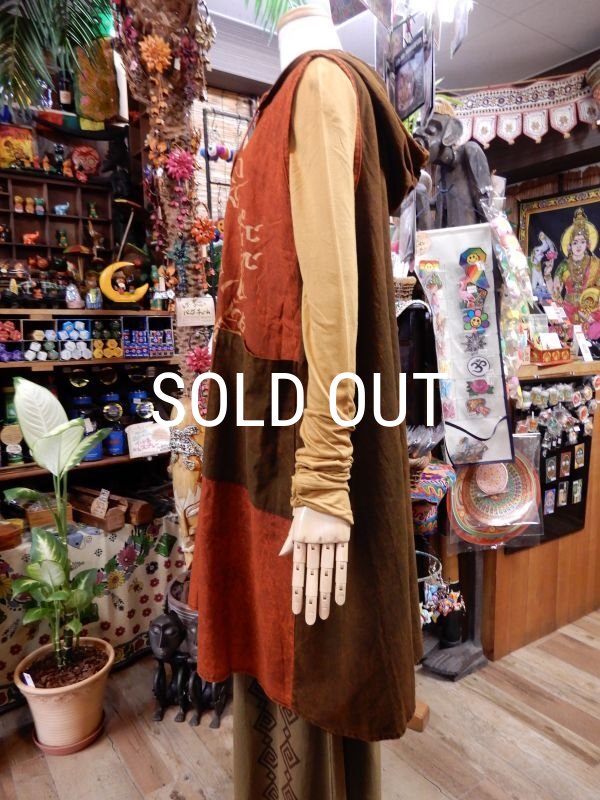 画像3: マンダラプリント 袖なしフーディーチュニック (3)