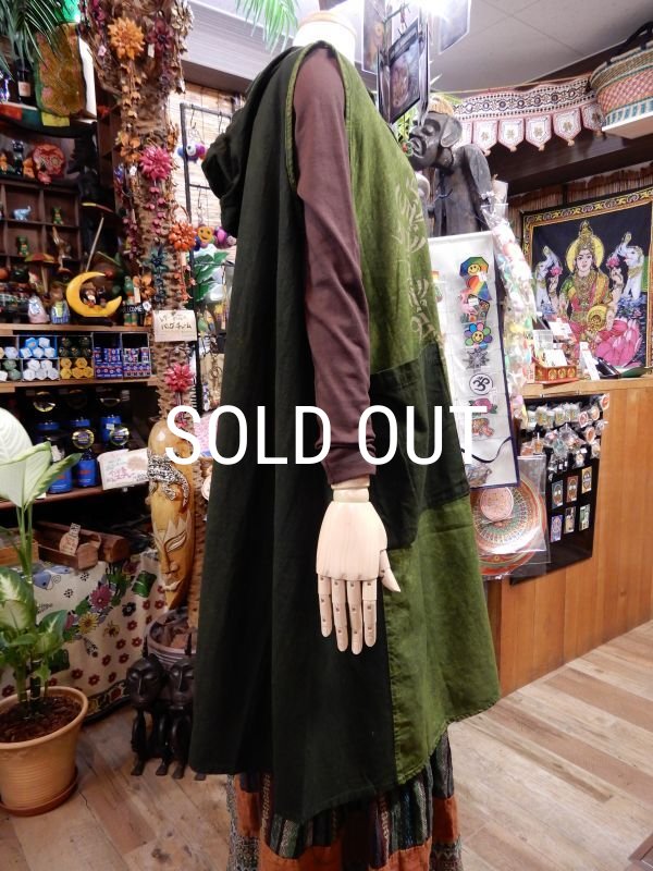 画像4: マンダラプリント 袖なしフーディーチュニック (4)