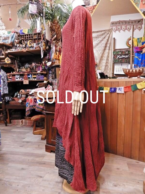 画像2: ダブルガーゼ フィッシュテール ロングワンピース (2)