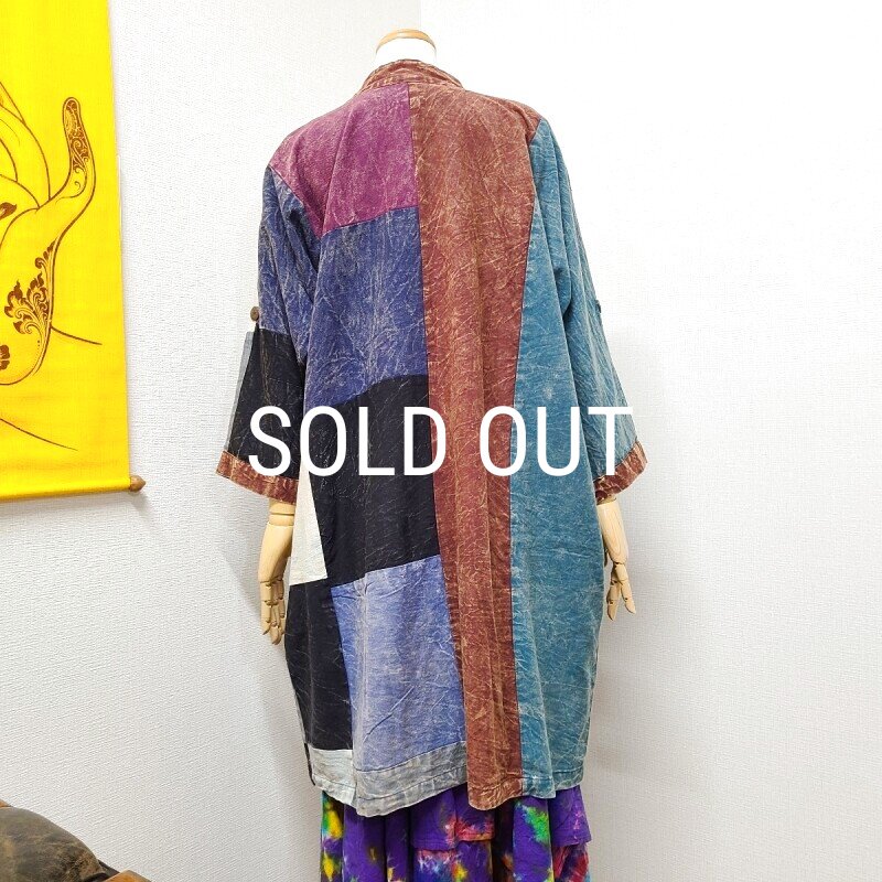 画像4: パッチワークロングシャツチュニック (4)