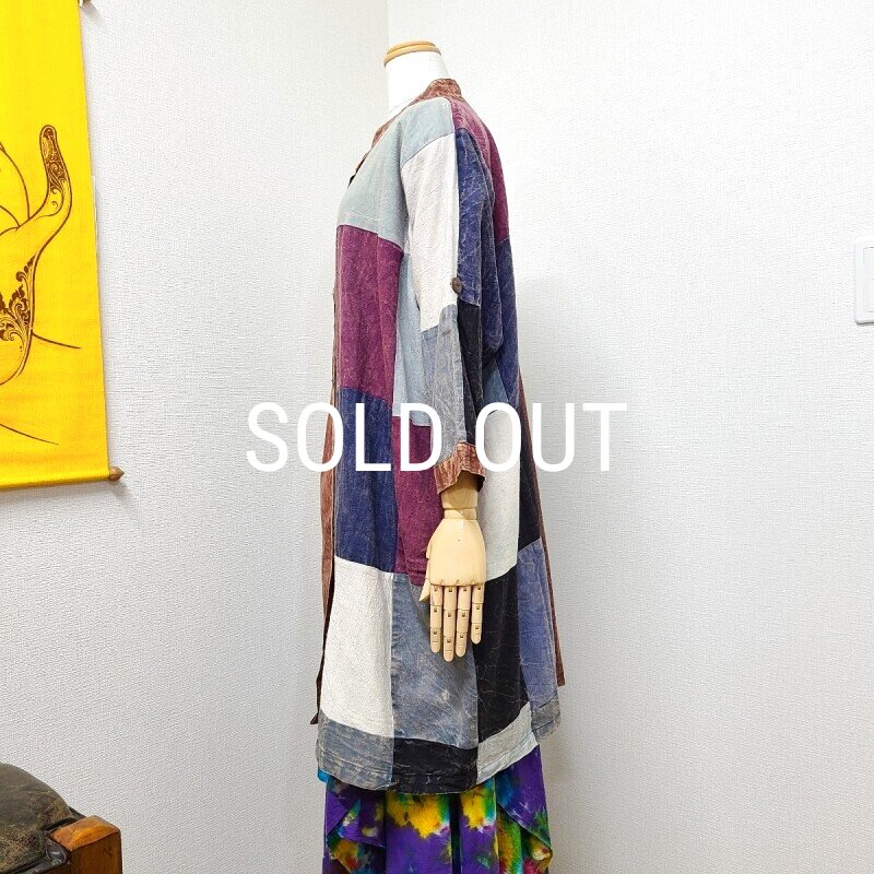 画像3: パッチワークロングシャツチュニック (3)