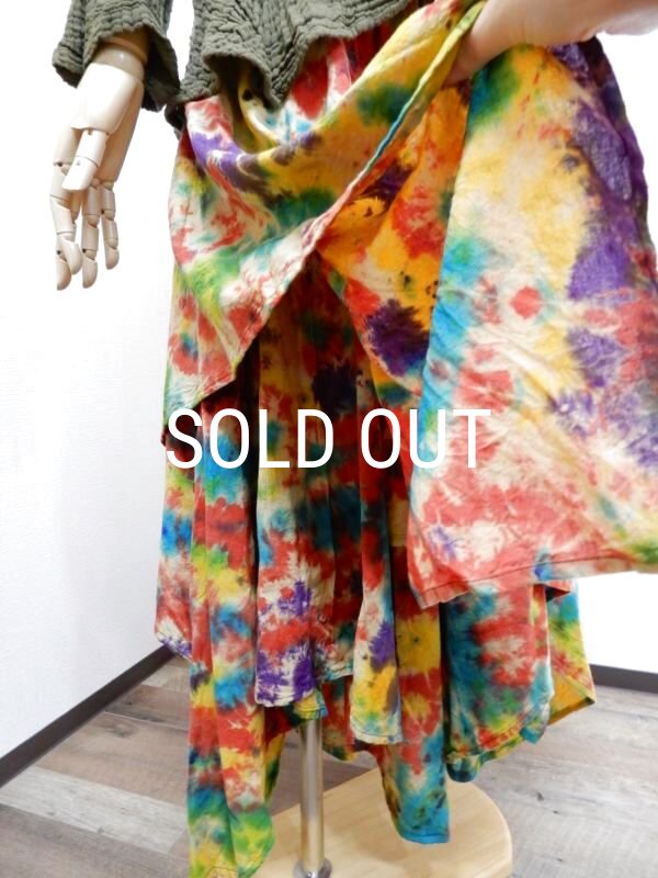 画像6: 裾ギザ変形レイヤード タイダイスカート (6)