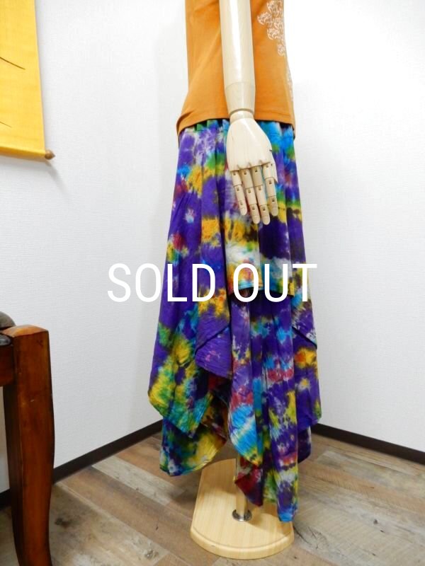 画像4: 裾ギザ変形レイヤード タイダイスカート (4)