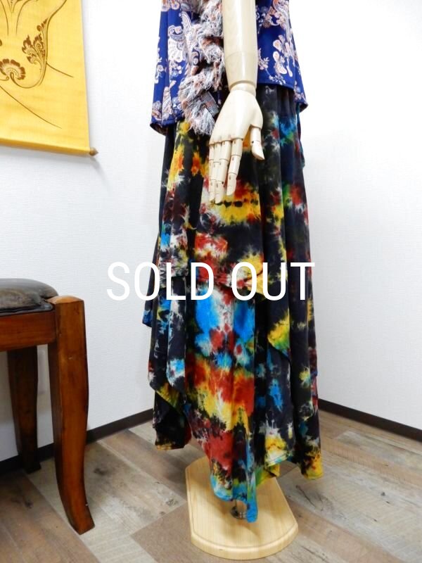 画像4: 裾ギザ変形レイヤード タイダイスカート (4)