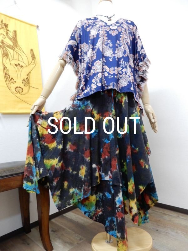 画像9: 裾ギザ変形レイヤード タイダイスカート (9)