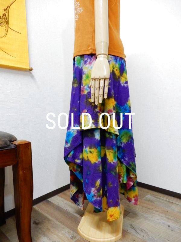 画像2: 裾ギザ変形レイヤード タイダイスカート (2)