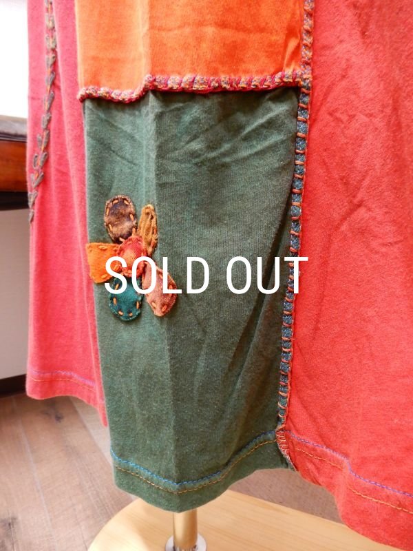 画像8: フロントアップリケＡラインコットンスカート (8)