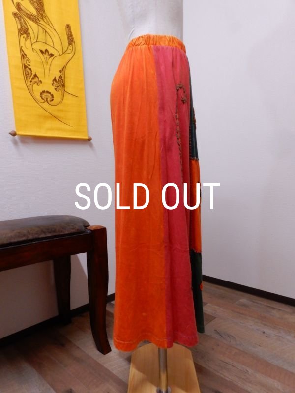 画像5: フロントアップリケＡラインコットンスカート (5)