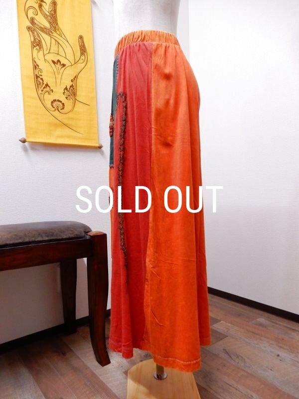 画像3: フロントアップリケＡラインコットンスカート (3)