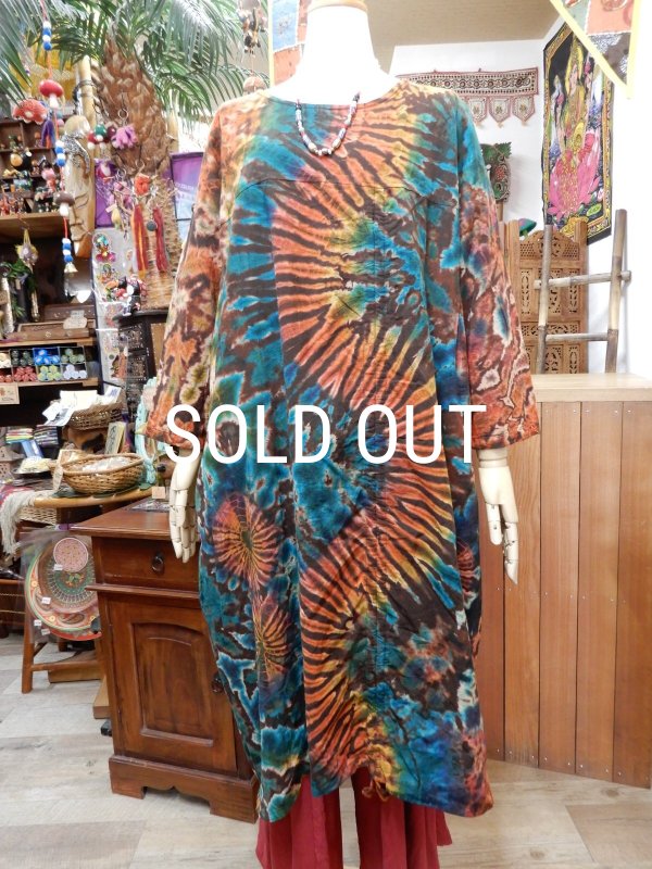 画像9: タイダイ 変形コクーン チュニックワンピース (9)