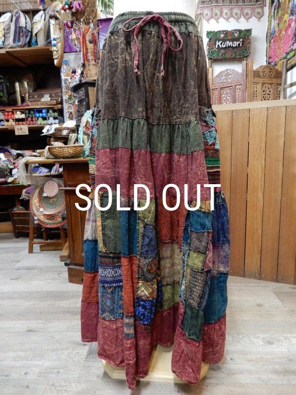 画像6: パッチワーク マキシ丈スカート (6)