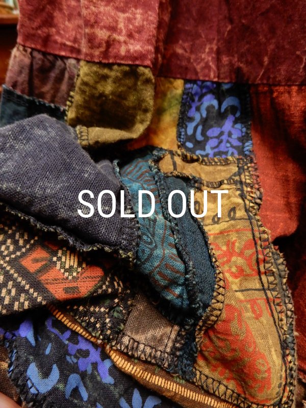 画像12: パッチワーク マキシ丈スカート (12)