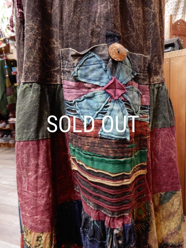 画像8: パッチワーク マキシ丈スカート (8)