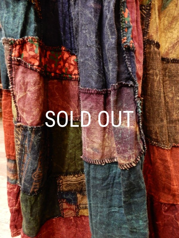 画像10: パッチワーク マキシ丈スカート (10)