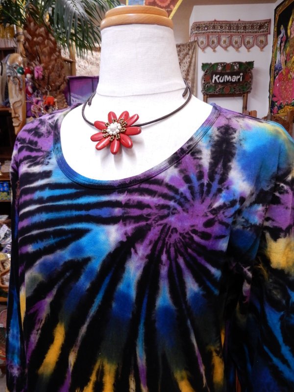 画像6: タイダイ マキシ丈コットンワンピース (6)