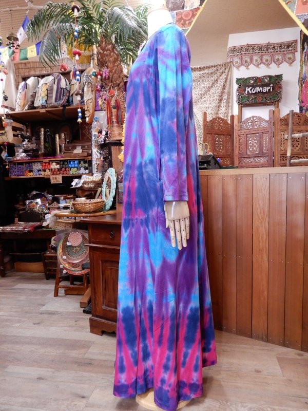 画像2: タイダイ マキシ丈コットンワンピース (2)