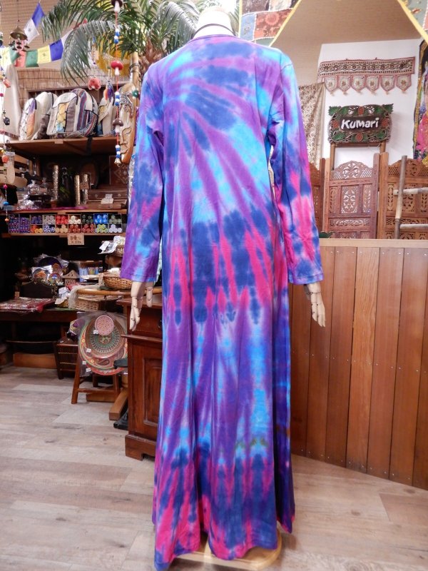 画像3: タイダイ マキシ丈コットンワンピース (3)