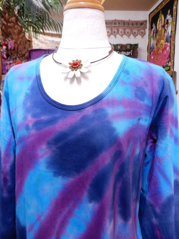 画像6: タイダイ マキシ丈コットンワンピース (6)