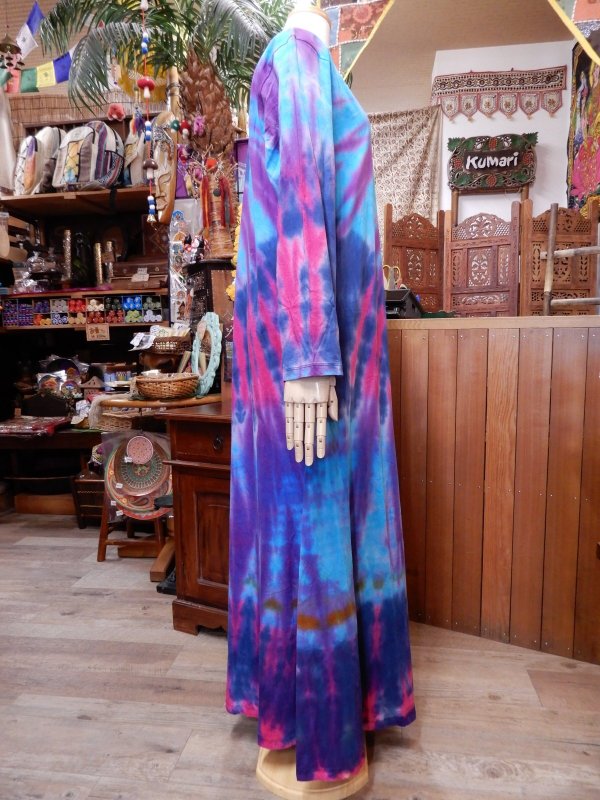 画像4: タイダイ マキシ丈コットンワンピース (4)