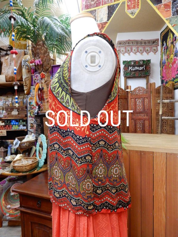 画像2: オリエンタル柄レーヨンタンクトップ (2)