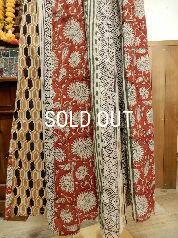 画像7: ブロックプリント コットンワイドパンツ (7)