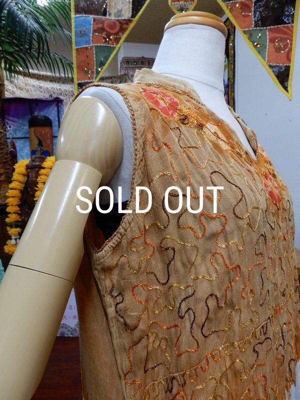 画像6: インドレーヨン チェーン刺繍ロングタンクトップ (6)