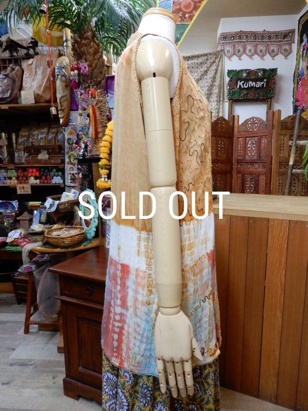 画像4: インドレーヨン チェーン刺繍ロングタンクトップ (4)