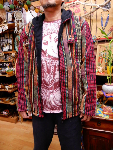 裏フリース エスニック メンズ ジップアップパーカージャケット アジアン衣料 エスニック衣料のお店 Asianmarket ｋｕｍａｒｉ